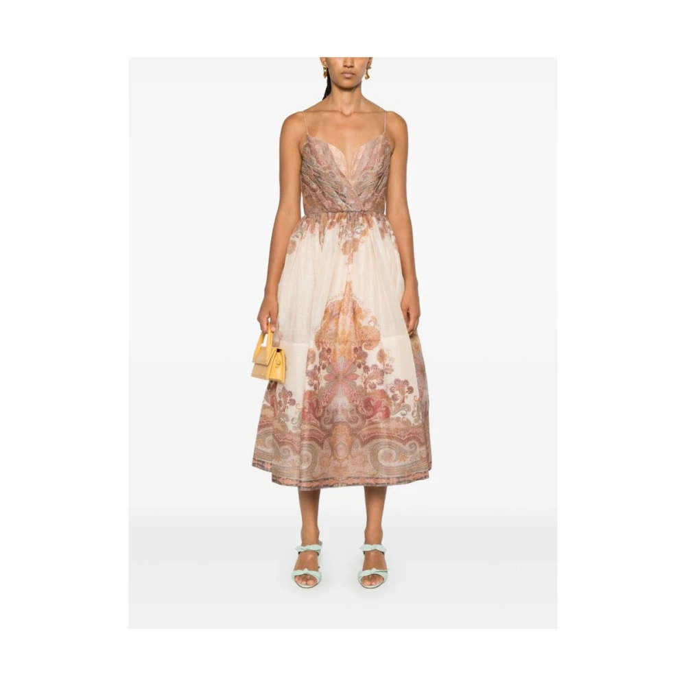 Zimmermann Paisley Print V-Hals Jurk Multicolor Dames