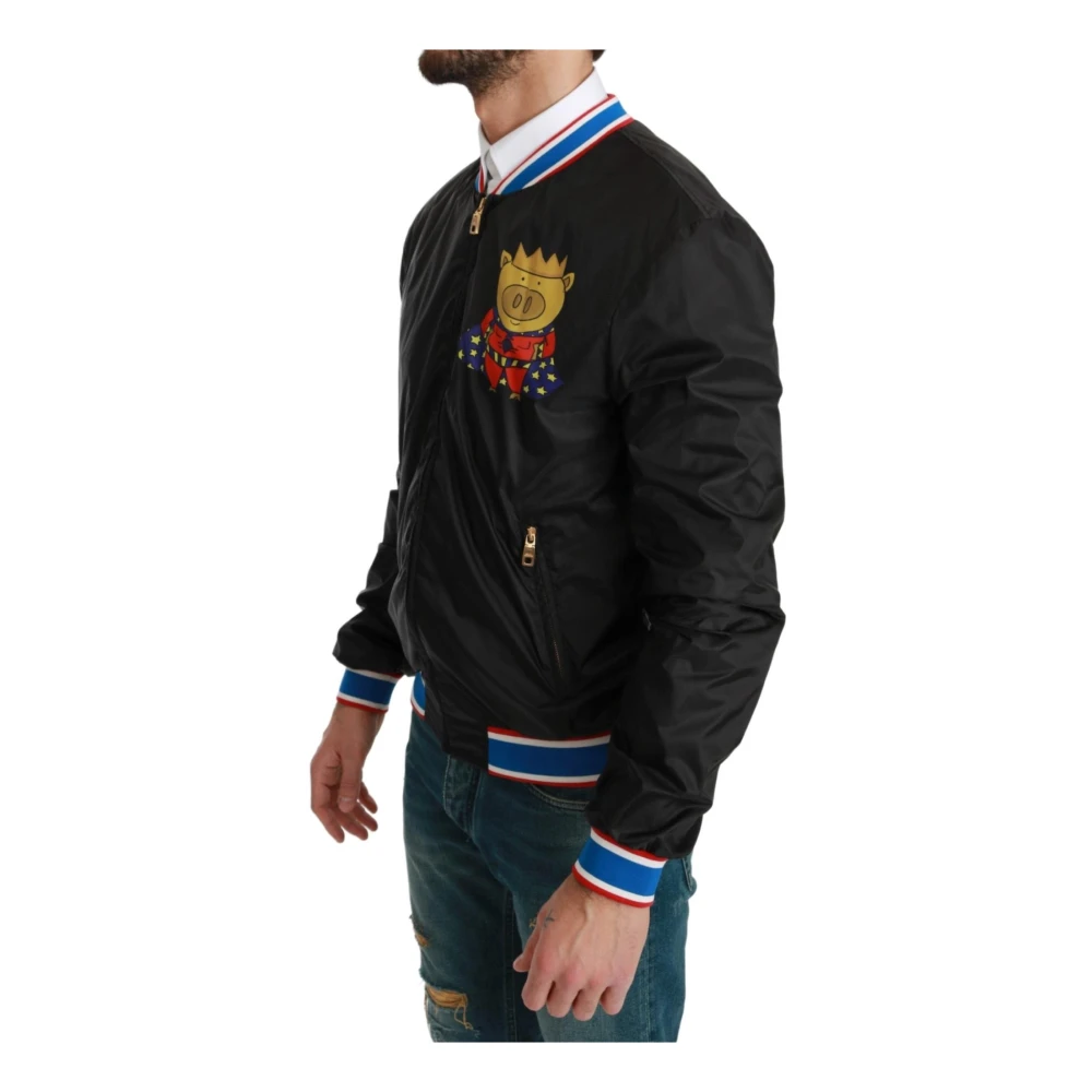 Dolce & Gabbana Superheld Bomberjack met Multicolor Motief Black Heren
