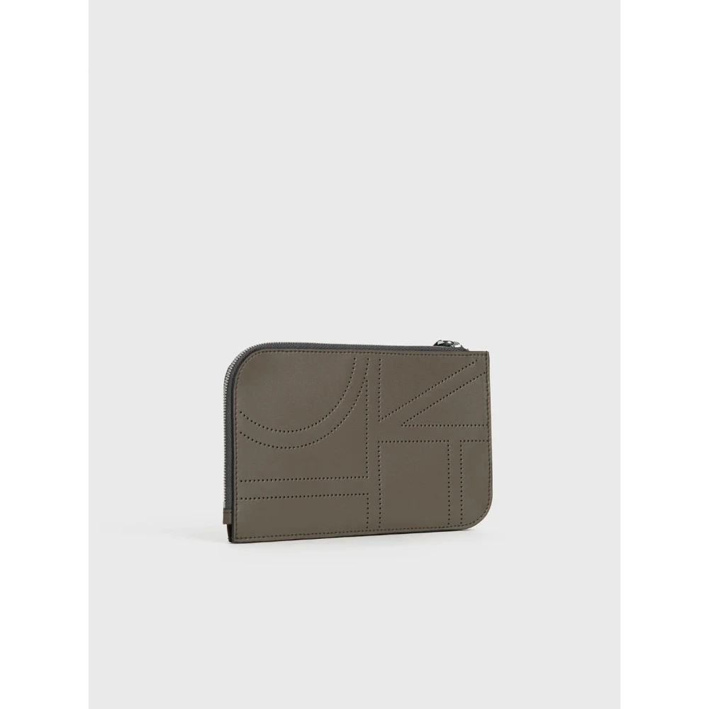 TotêMe Monogram Leren Pols Pouch Brown Dames