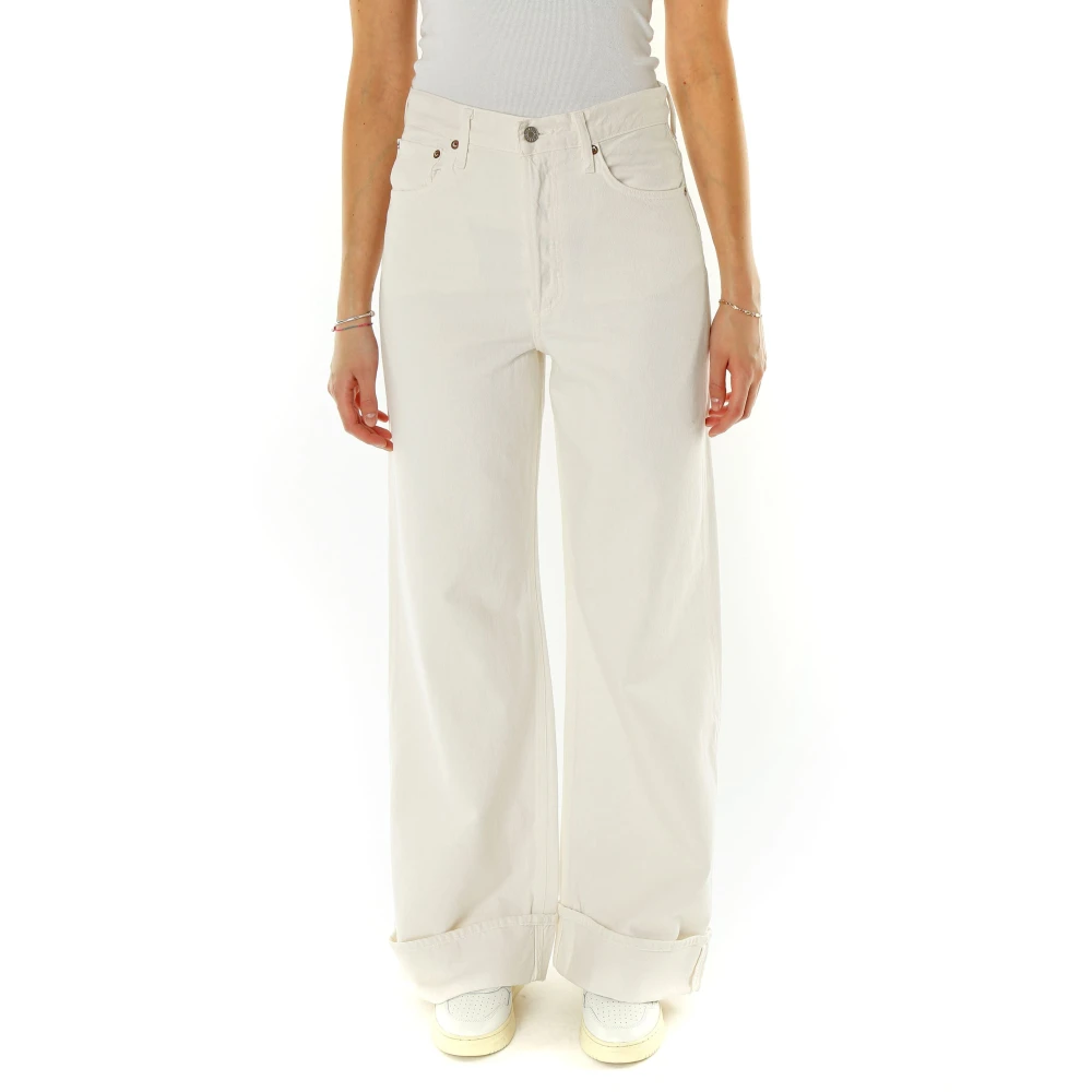 Agolde High Waist Wide Leg Jeans Beige Dames