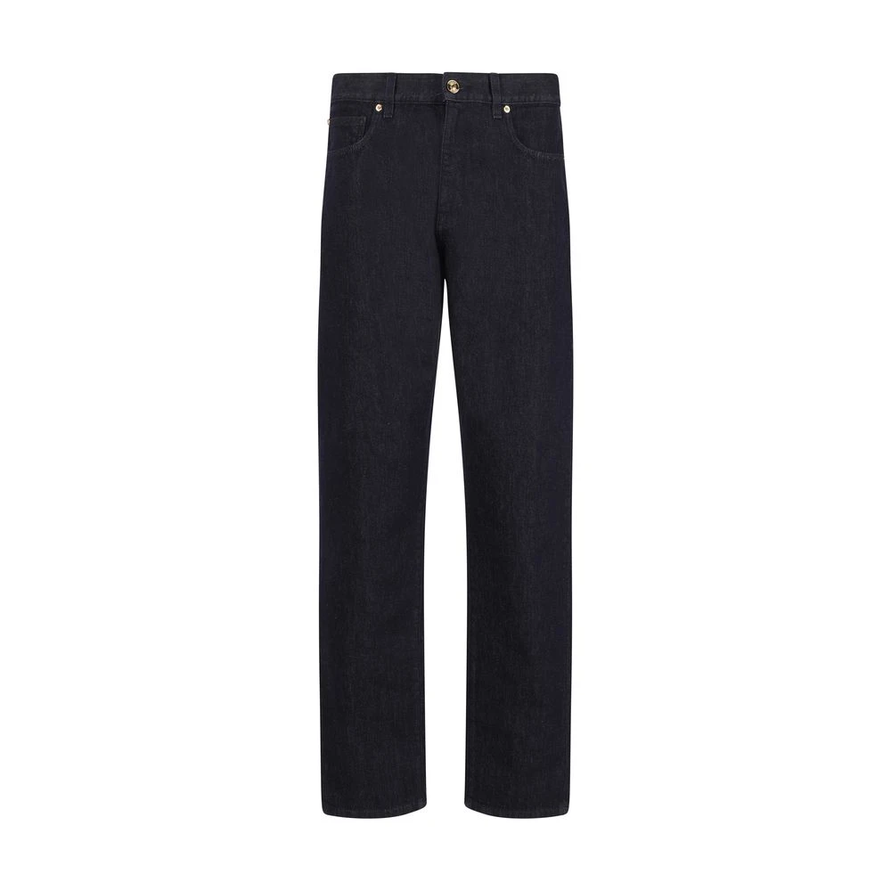 Versace Slim-fit straight-leg jeans met logodetails Blue Heren