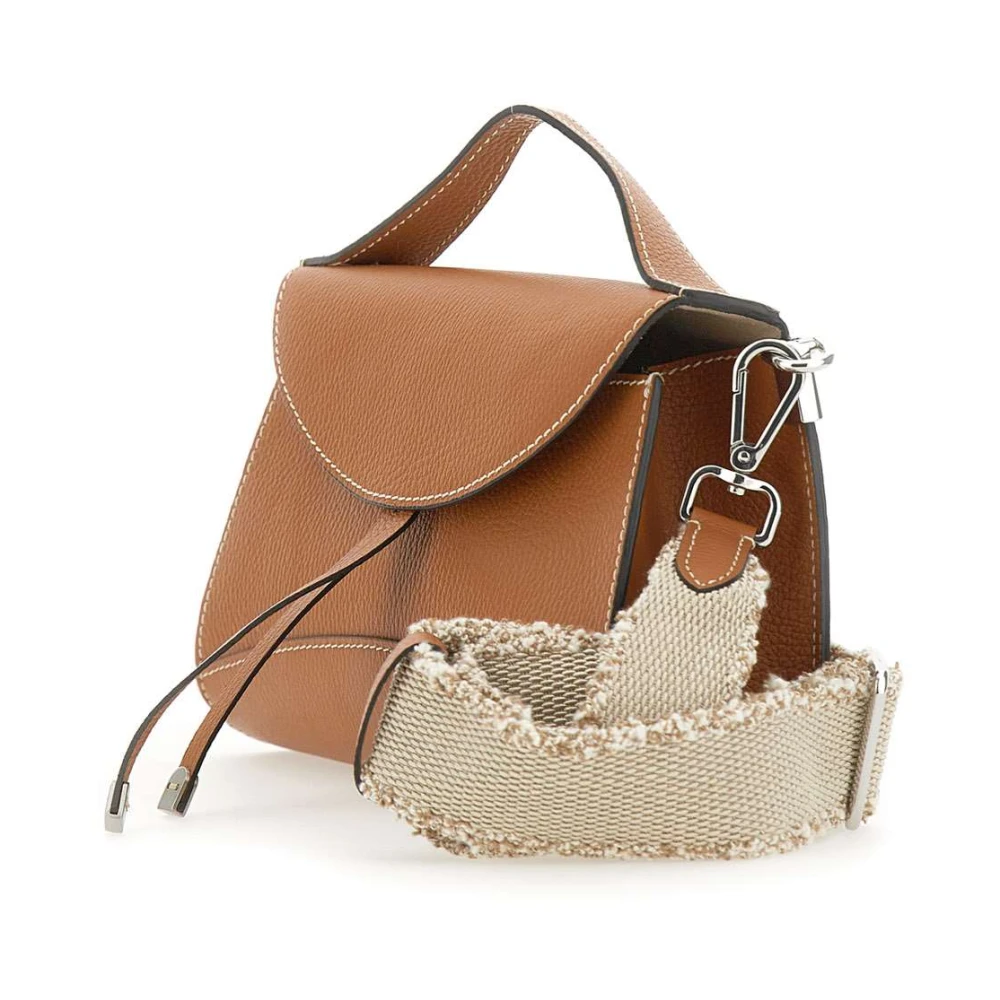 Gianni Chiarini Bruine leren handtas met klep sluiting Brown Dames