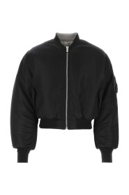 Schwarze Nylon -gepolsterte Bomberjacke