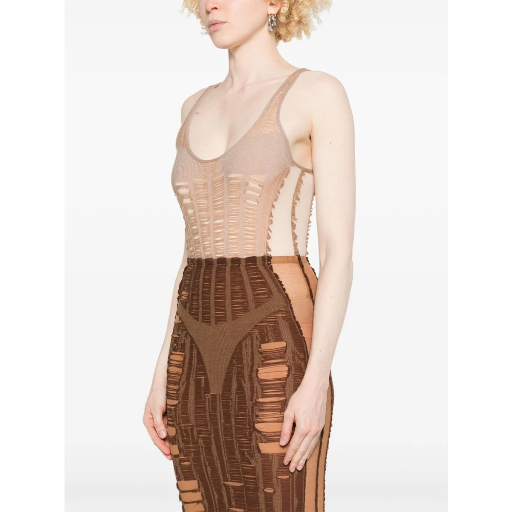 Diesel Beige Mouwloze Top met Ronde Hals Beige Dames