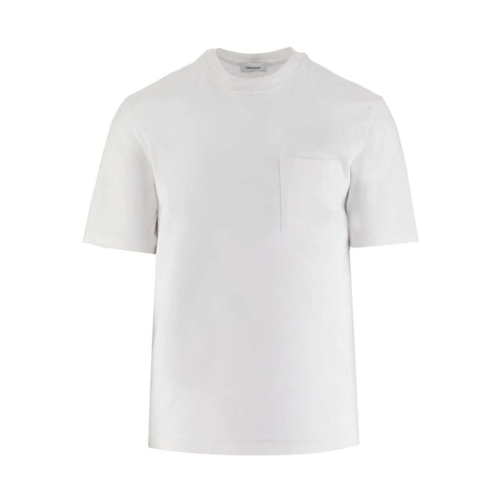 Salvatore Ferragamo Gestreept Kortemouw T-Shirt White Heren