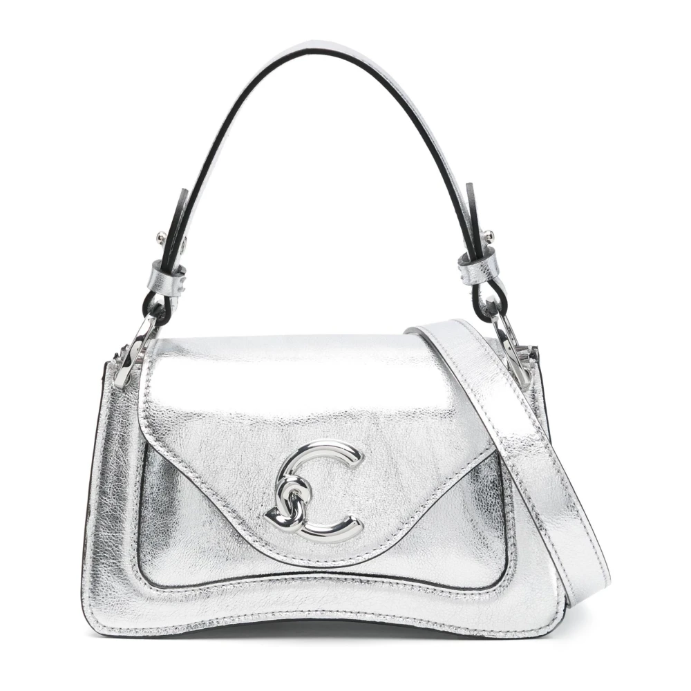 Coccinelle Zilveren Leren Tote Tas met Afneembaar Handvat Gray Dames