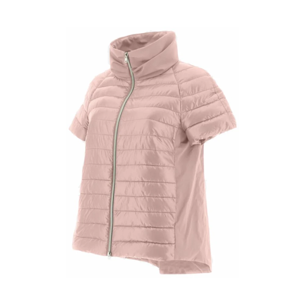 Herno Lichtgewicht Taffeta Cape met Veer Padding Pink Dames