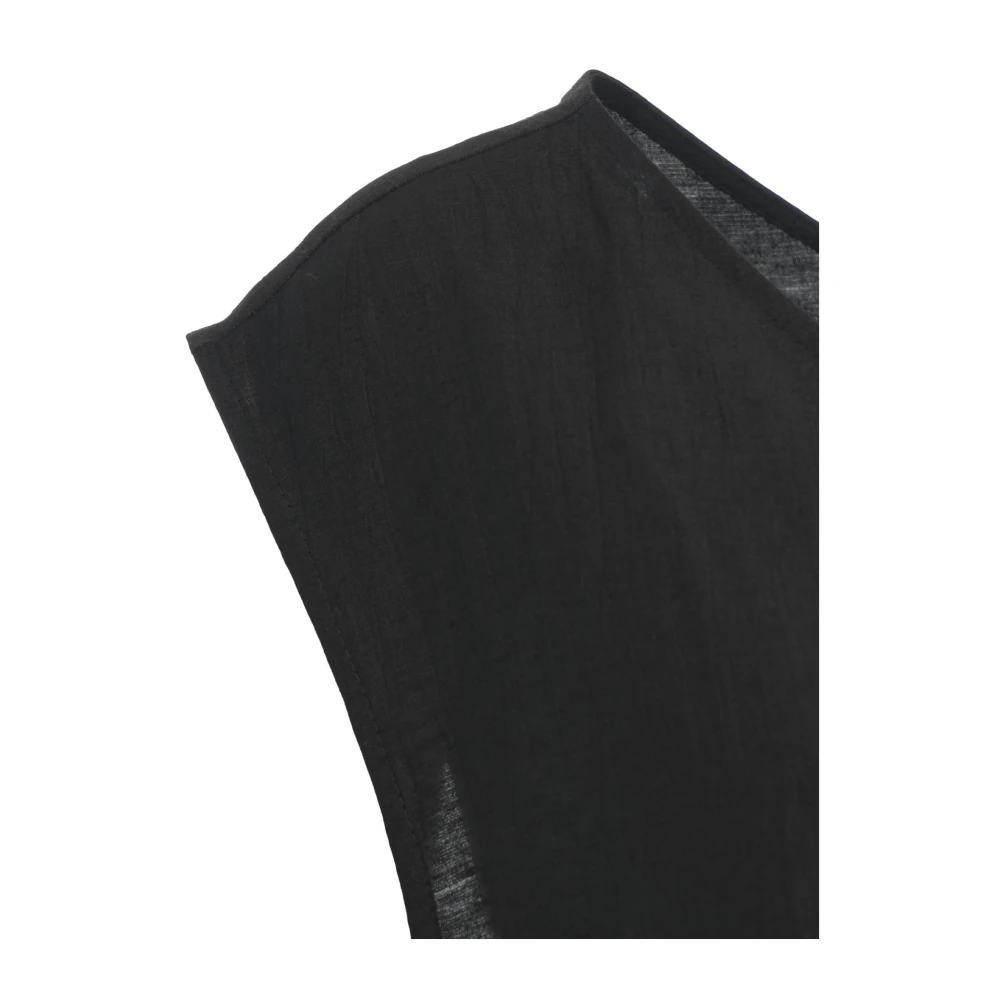 Kaos Zwarte Blazer met V-hals en Tailleband en Zijsplitten Black Dames