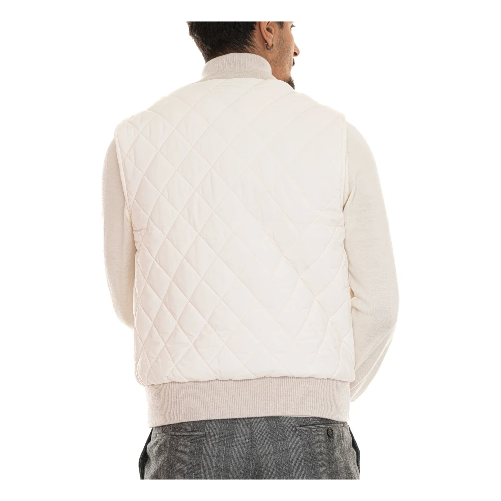 Gran Sasso Gewatteerde Gebreide Kraag Gilet met Zakken Beige Heren