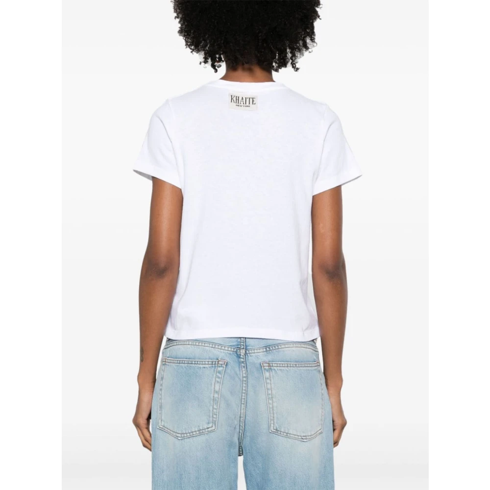 Khaite Wit Katoenen Crew Neck T-Shirt White Dames