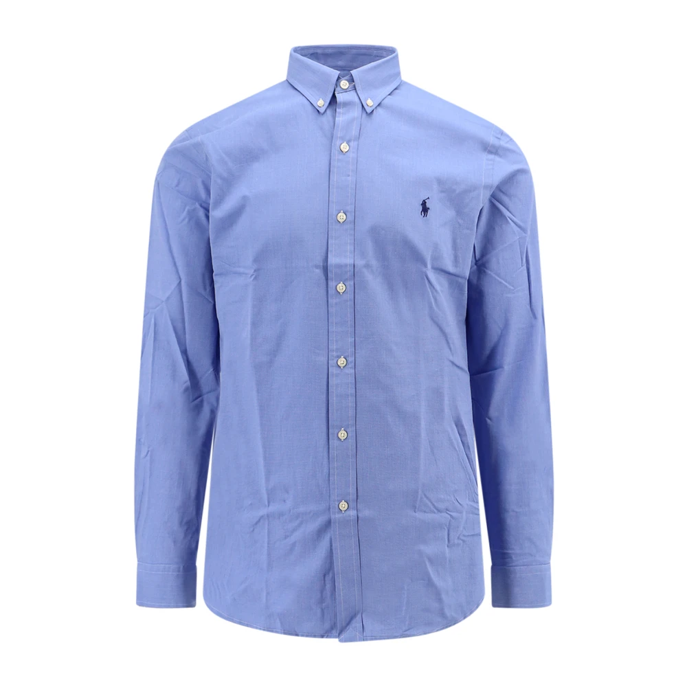 Polo Ralph Lauren Stretch Katoenen Overhemd met Iconische Borduursels Blue Heren