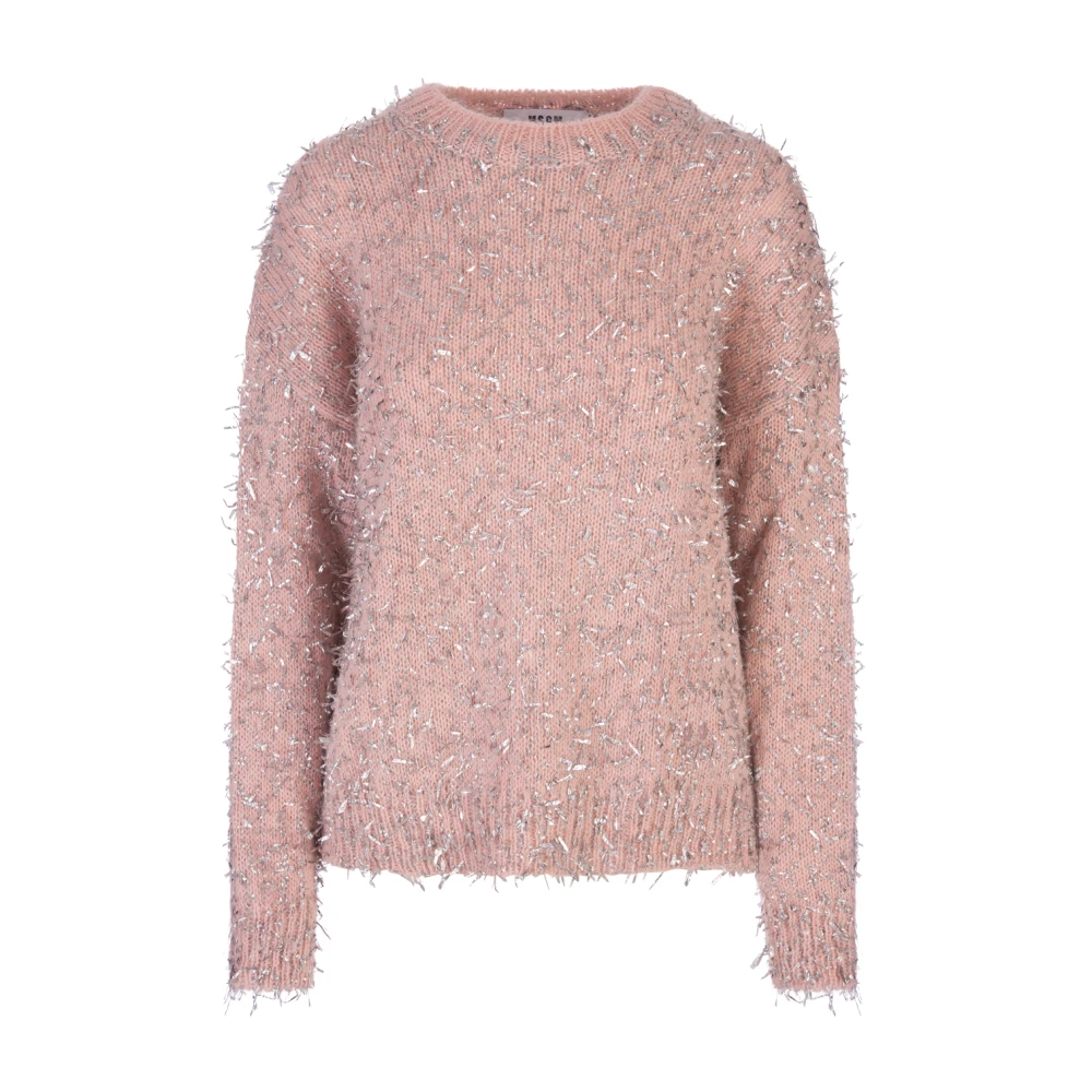 Msgm Roze Wollen Crew-Neck Sweater Pink Dames