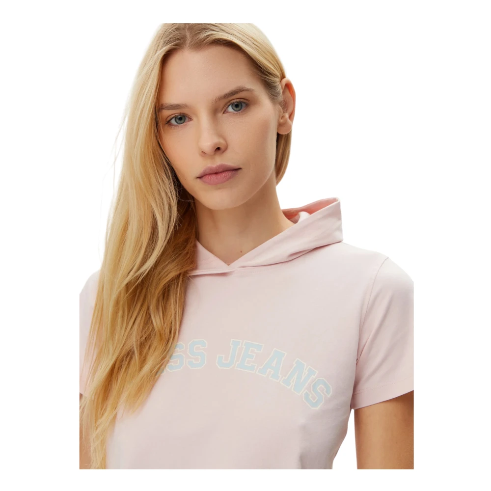 Guess Katoen Korte Mouw Sweatshirts Hoodies Pink Dames
