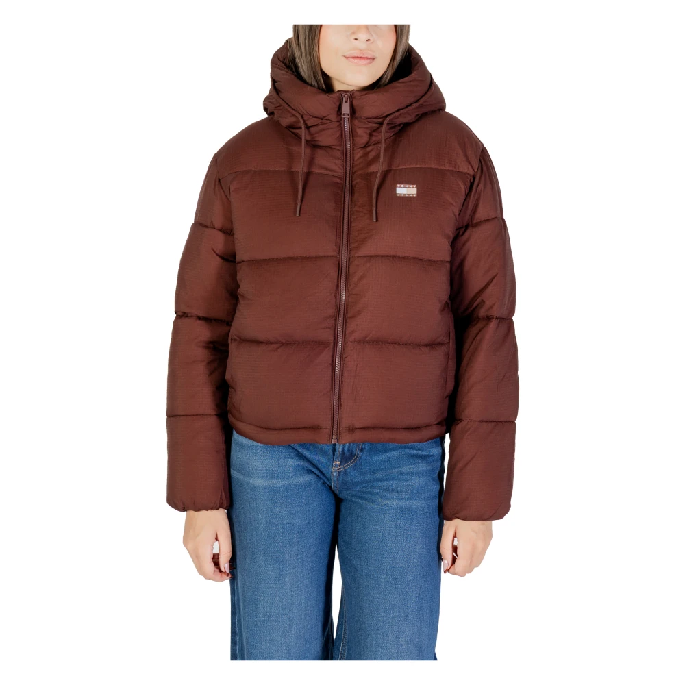 Tommy Jeans Women's Brown Down Jackets, M, Hooded Puffer Jacket