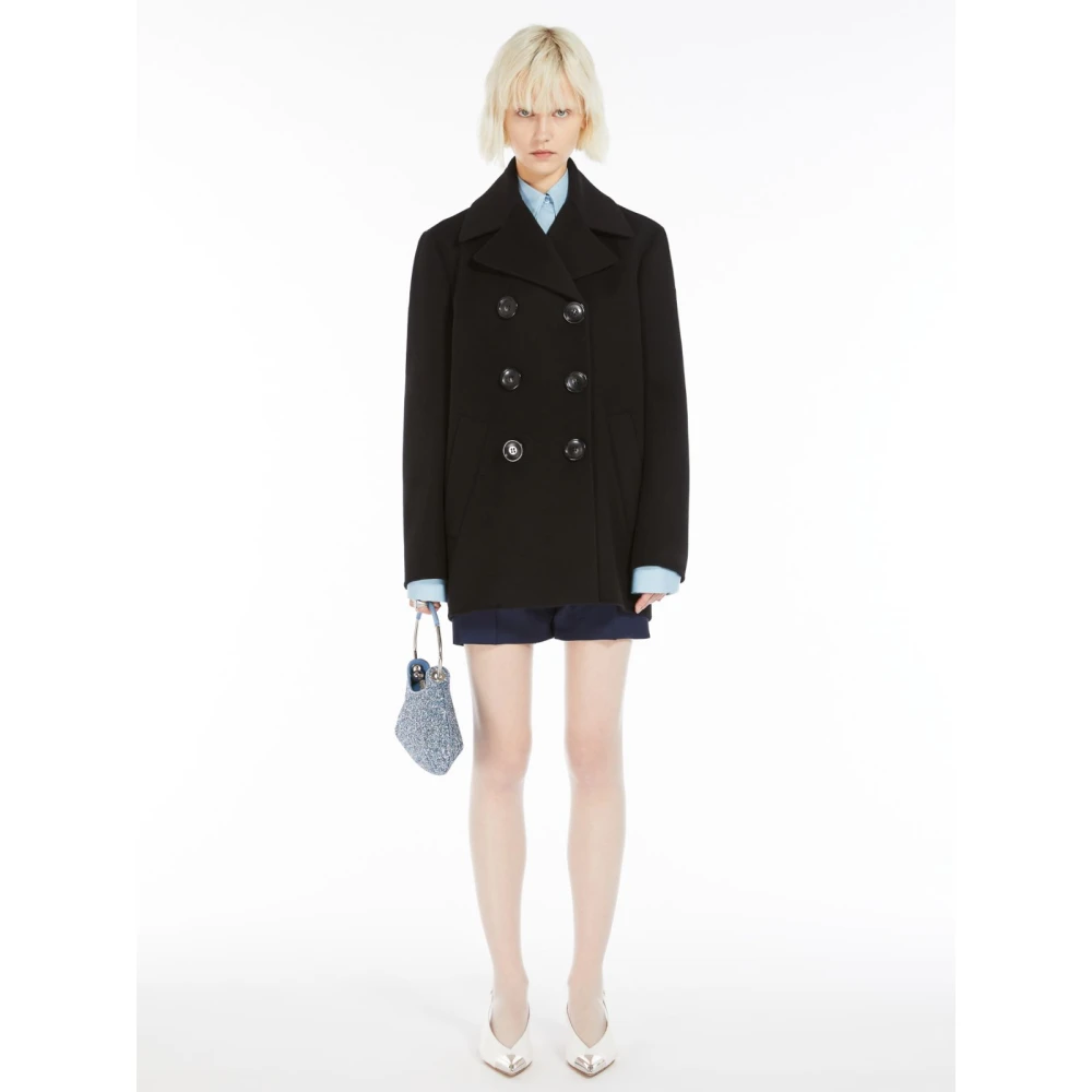 SPORTMAX Hoge Taille Blauwe Wollen Shorts Blue Dames