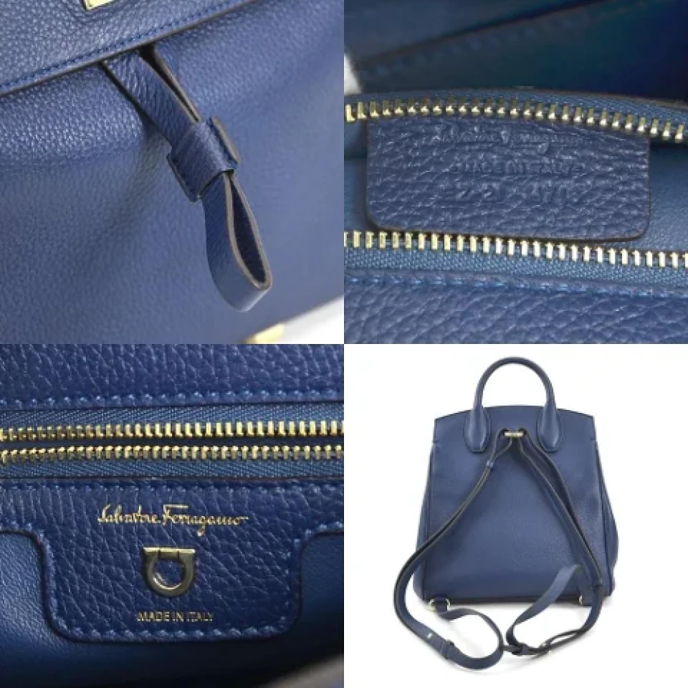 Salvatore Ferragamo Pre-owned Leather backpacks Blue Dames