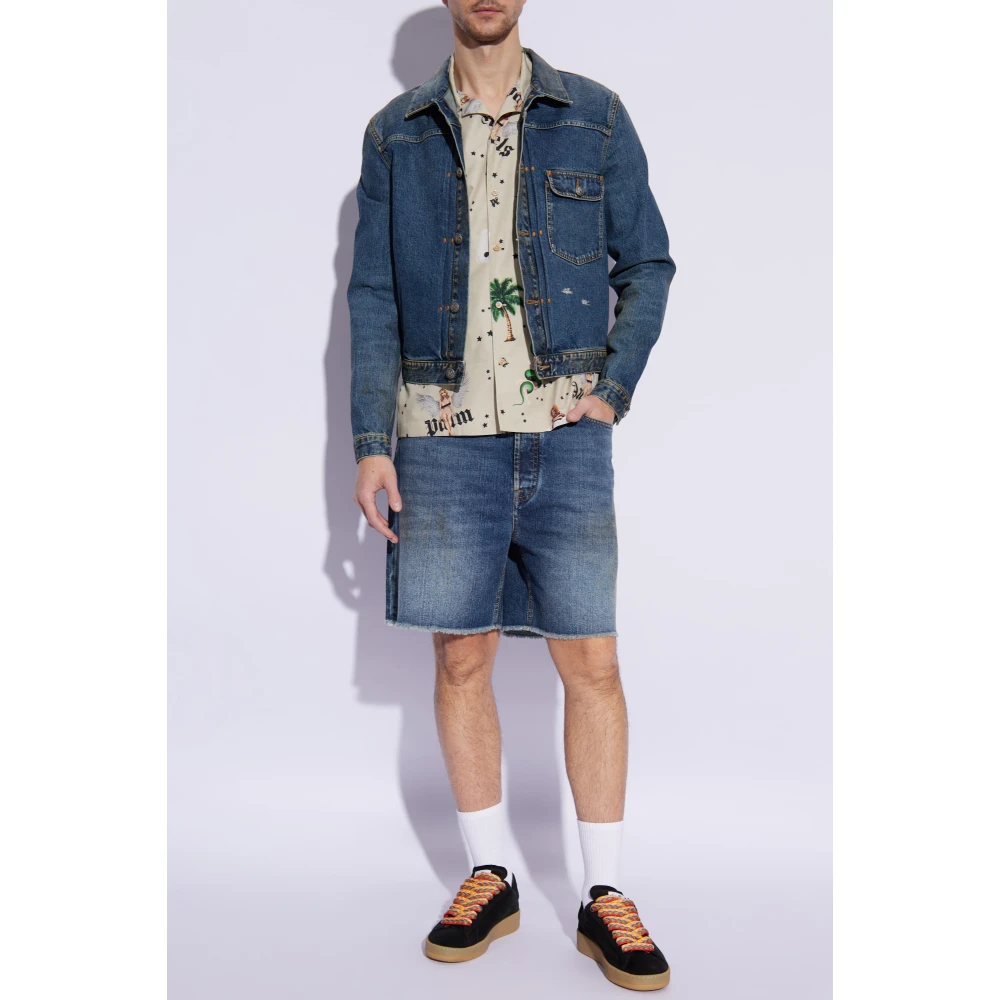 Palm Angels Denimjack met vintage-effect Blue Heren