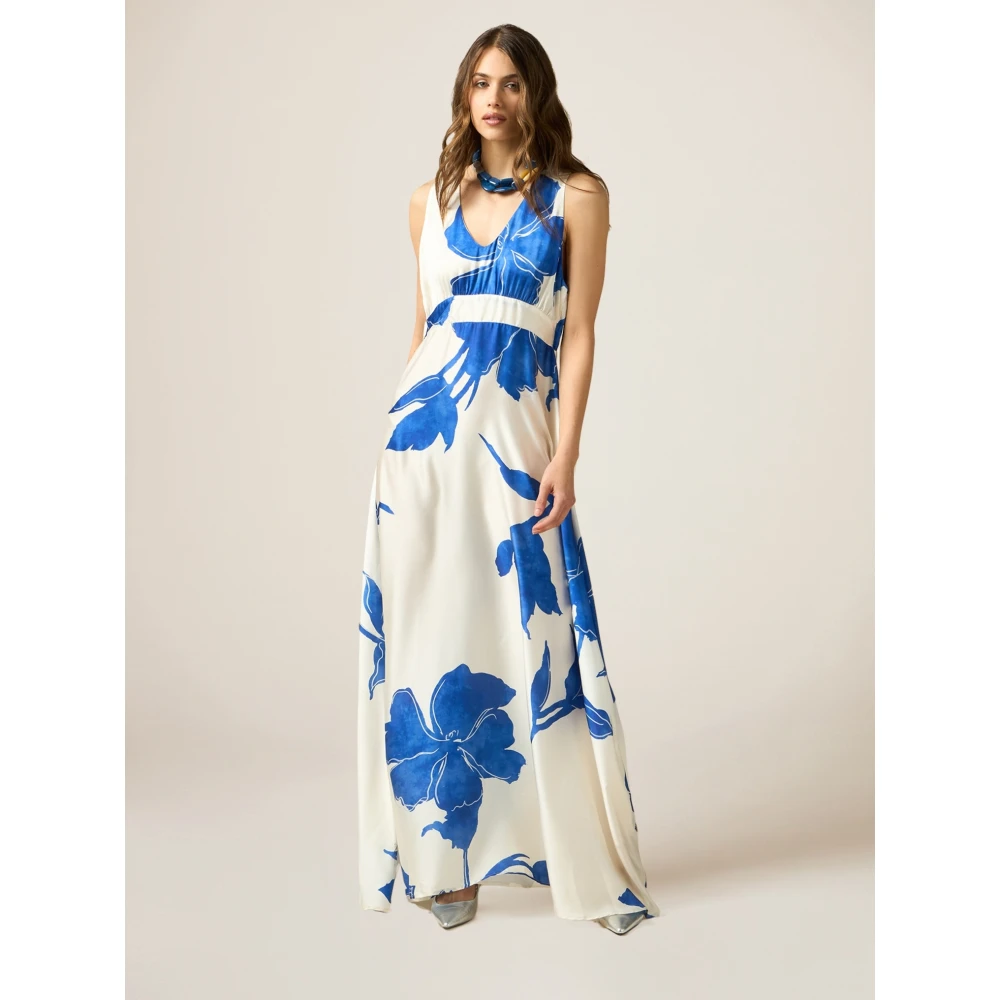 Oltre Satin Jurk met Bloemenpatroon Multicolor Dames