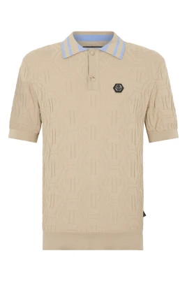 Stickad pikétröja Jacquard Monogram