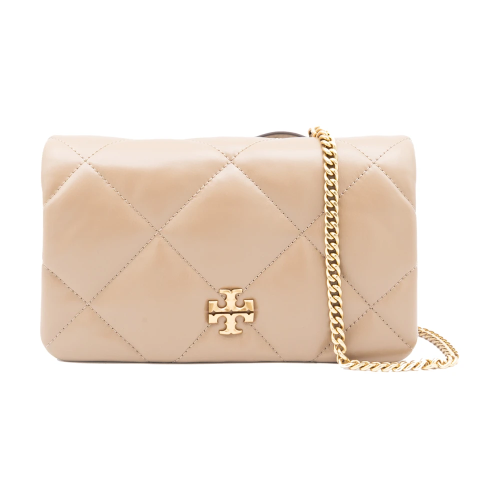 TORY BURCH Beige Leren Mini Tas met Goudkleurige Hardware Beige Dames
