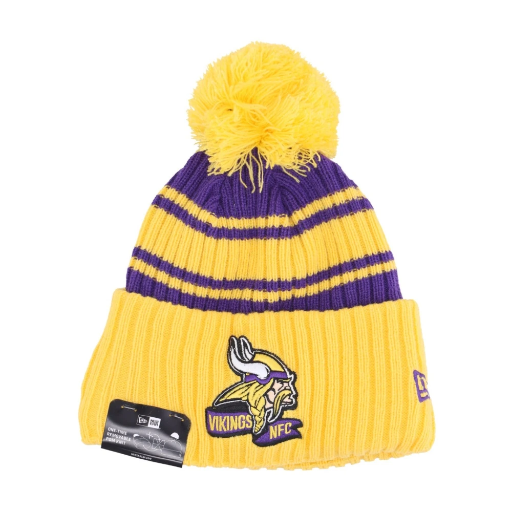 New Era NFL Sideline Pom Pom Beanie Hat Yellow, Herr