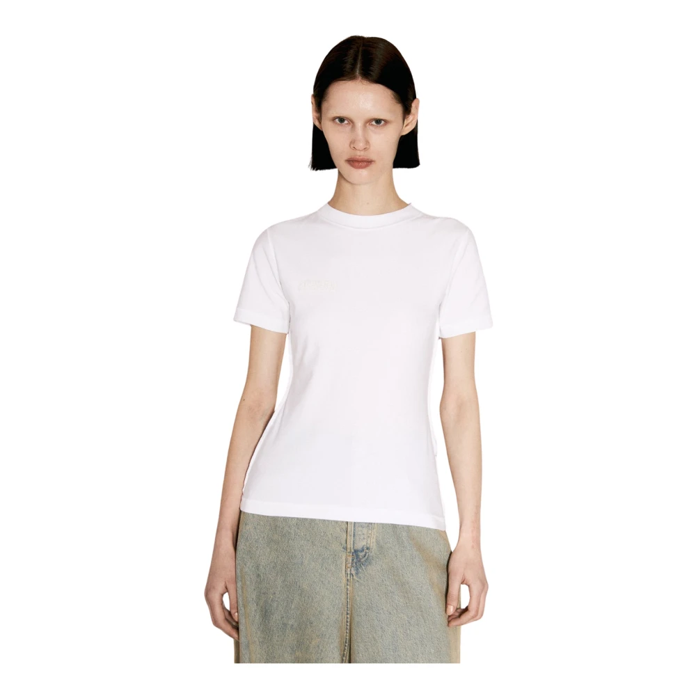 Vetements T-shirt met omgekeerd logo borduurwerk White Dames