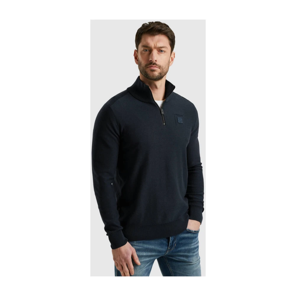 PME Legend Half Zip Katoen Modal Pullover Blue Heren