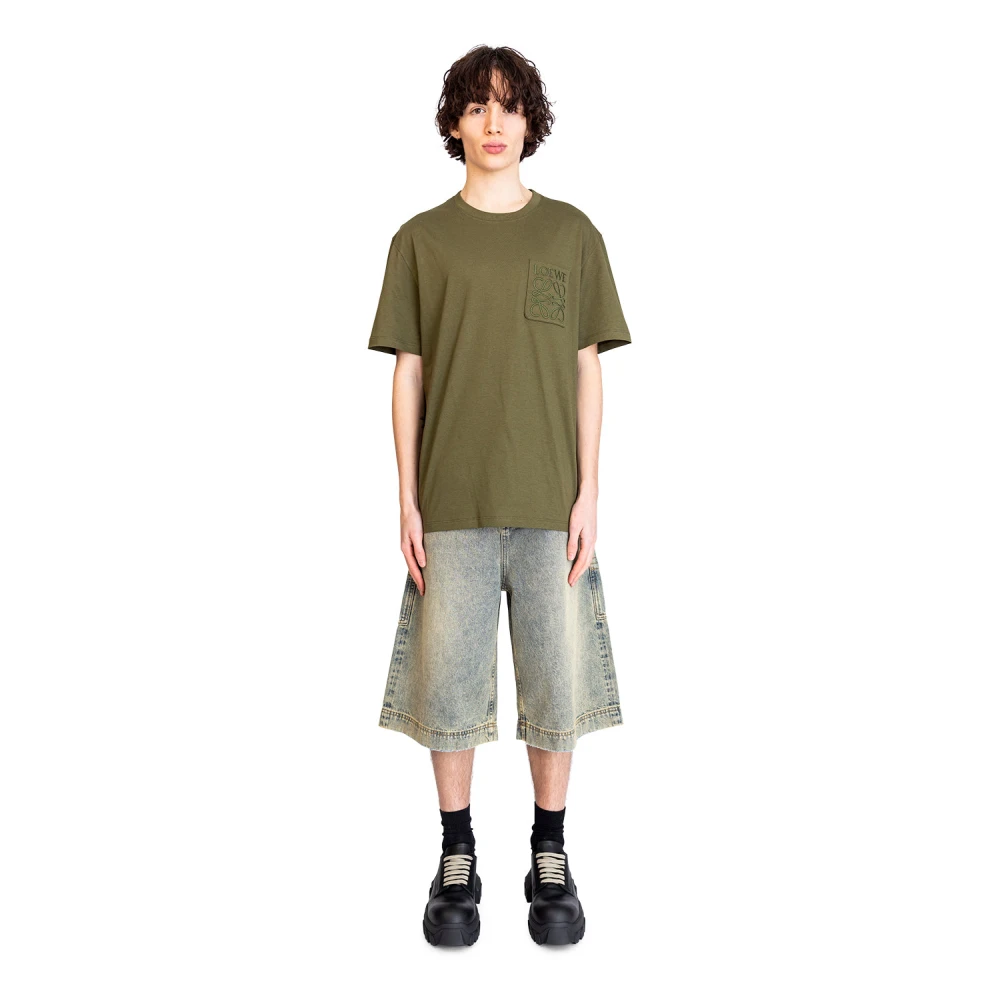 Loewe Khaki Groene Relaxte Fit T-shirt Green Heren