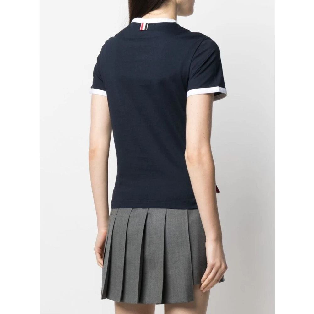 Thom Browne Gestreepte korte mouw mode tee Blue Dames