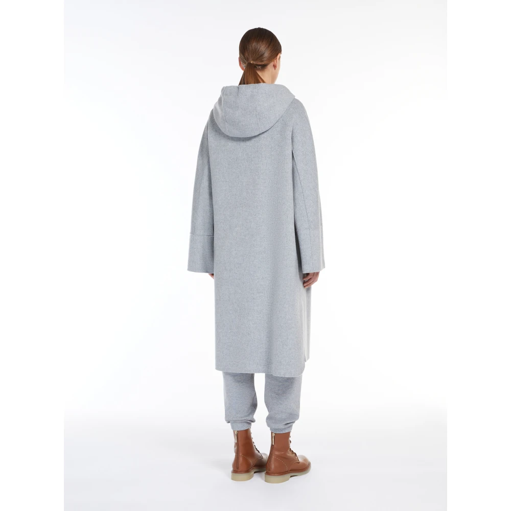 Max Mara Handgemaakte Wollen Hoodiejas Gray Dames