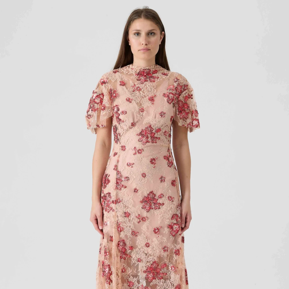 Sabina Musayev Lange Kant Geborduurde Paillettenjurk Multicolor Dames