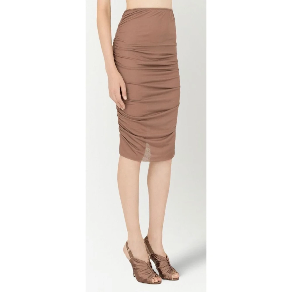 Dolce & Gabbana Stijlvolle Gedrapeerde Midi Rok Brown Dames