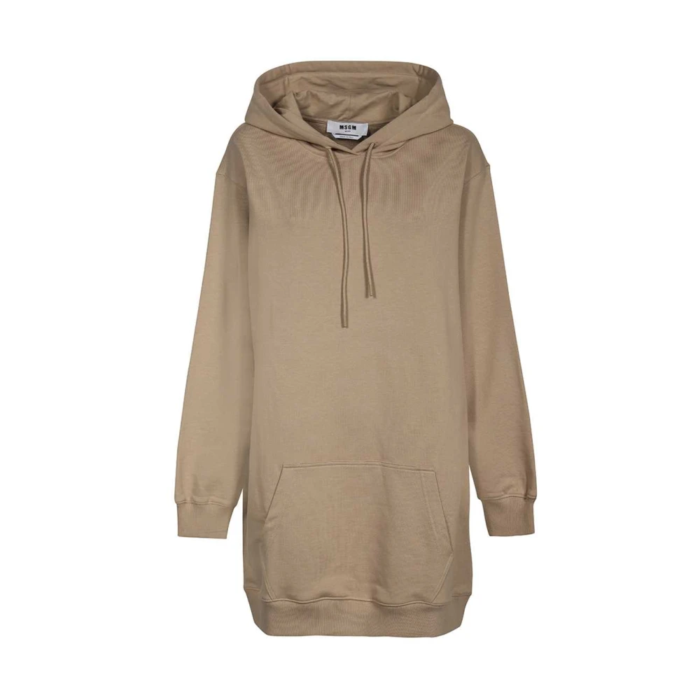 Msgm Katoenen hoodie met geribbelde boorden Beige Dames