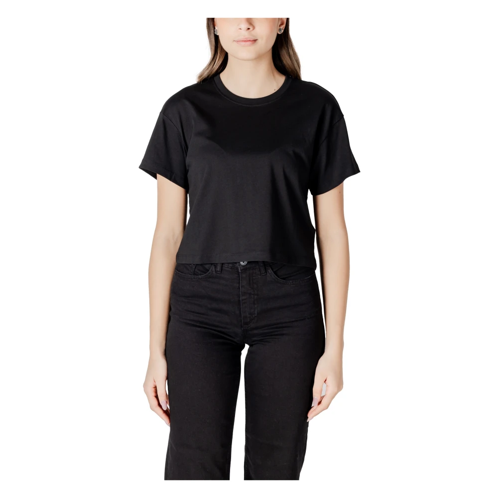 Only Women's Black Cotton Round Neck T-Shirt Extra Small