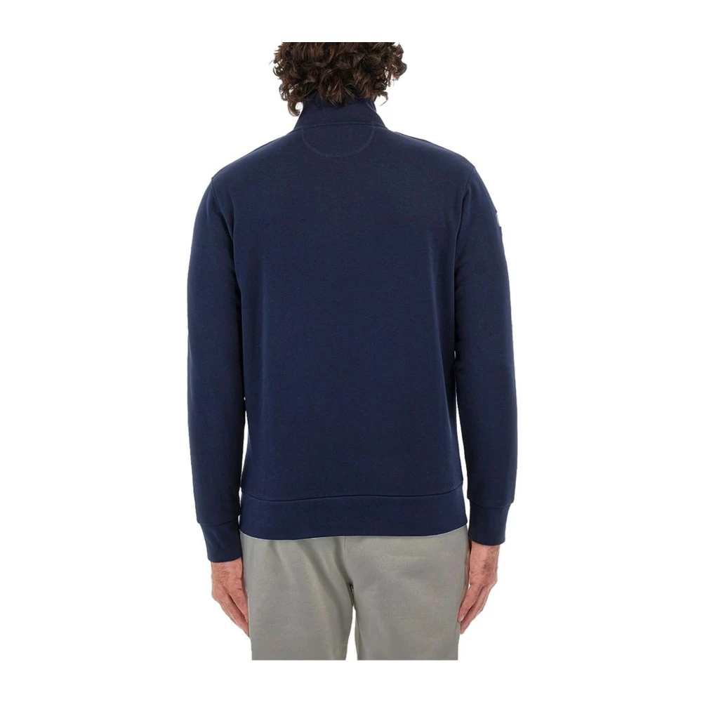 LA MARTINA Blauwe Geborduurde Rits Sweater Blue Heren