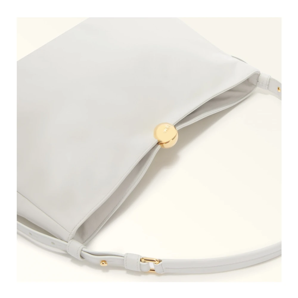 Furla Zachte leren schoudertas in ijswit White Dames