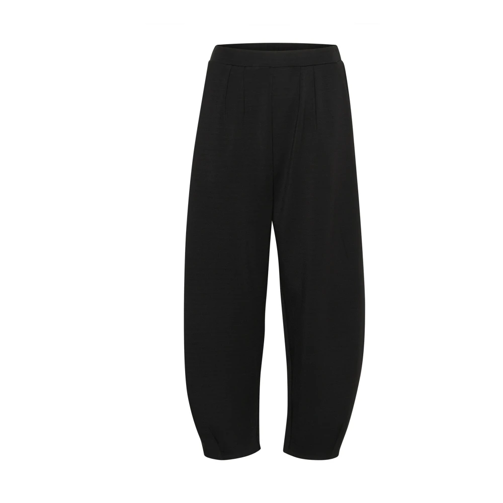 InWear Zwarte Wijde Pijp Elastische Taille Broek Black Dames