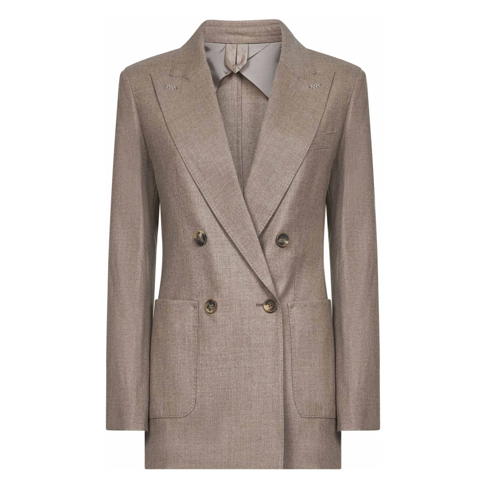 Max Mara Vrouw Roze Jassen Dames, S, Kasjmier, Kasjmier Double-Breasted Jas Tortelduifkleur