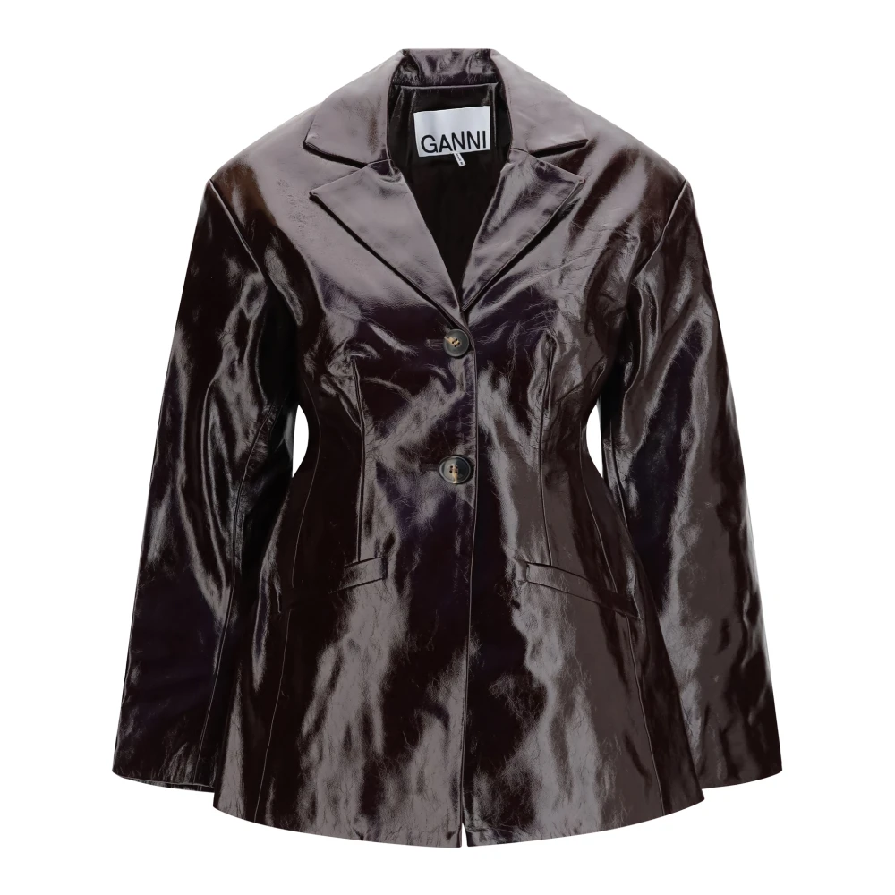 Ganni Donna Viola - Blazer In Similpelle - Jackets - S - Immagine 3
