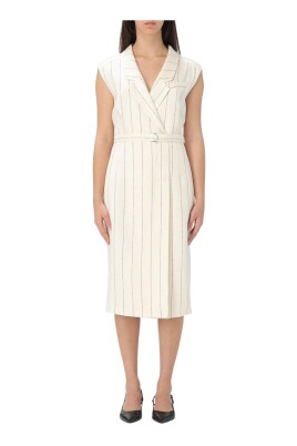 multicolor-pinstripe-belted-dress