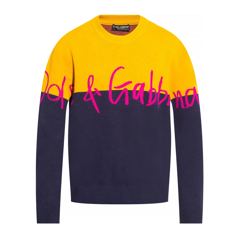 Dolce & Gabbana Logo Sweater met Blokkleurig Detail Multicolor Heren