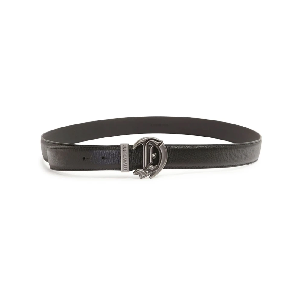 Just Cavalli Zwarte Leren Riem voor Mannen Black Heren