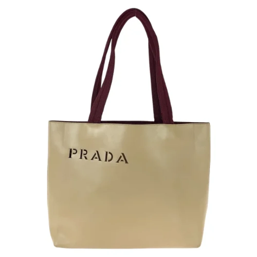 Prada Vintage Pre-owned Leather prada-bags Beige Dames