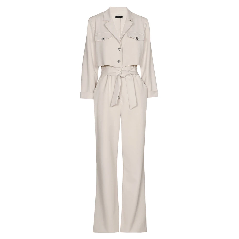 Caroline Biss Elegante Jumpsuit met Recht Been Beige Dames