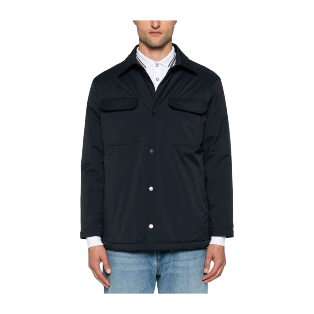 Kiton Polyesterjas Moderne Stijl Blue Heren