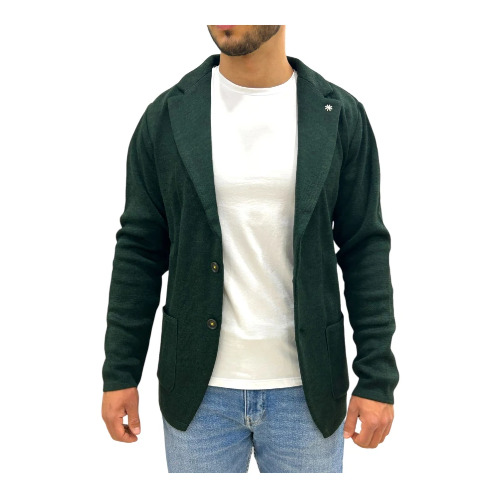 Manuel Ritz Stijlvolle Cardigan voor Mannen Green Heren