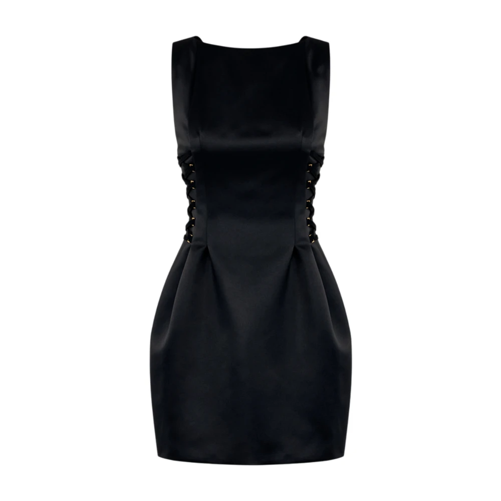 Elisabetta Franchi Elegante Mouwloze Boothals Jurk Black Dames