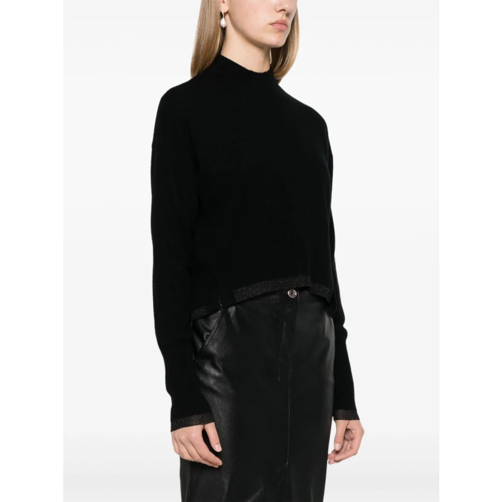 pinko Zwarte Gebreide Trui met Metallic Draad Black Dames