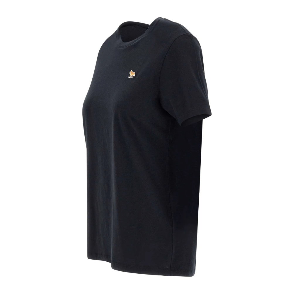 Maison Kitsuné Zwarte Katoenen T-shirt met Fox Logo Black Dames