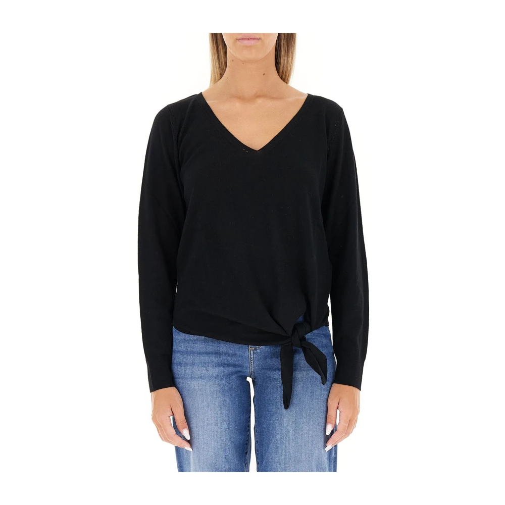 Liu Jo Vrouw Zwart Truien & Vesten Dames, M, Wol, Trui Met Juwelenketting